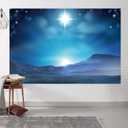 8x6ft Nativity Scene Backdrop Christmas Star Night Bethlehem Star Birth of Jesus Photography Background Christmas Nativity Decorations Religious Belief Bible Tale Photo Booth Props