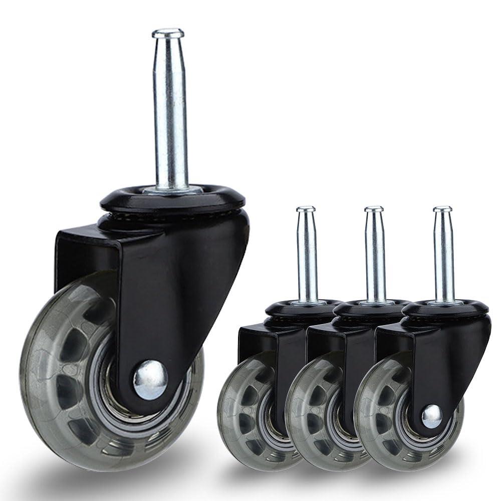 2" Rubber Caster Wheels, casters Set of 4 Black casters 5/16" x 1 1/2" (7.9 x 38mm) Wheels Pole with Sleeve for Shop Vac Wet Dry Vacuums Caster, FurnitureSet of 4 Heavy Duty