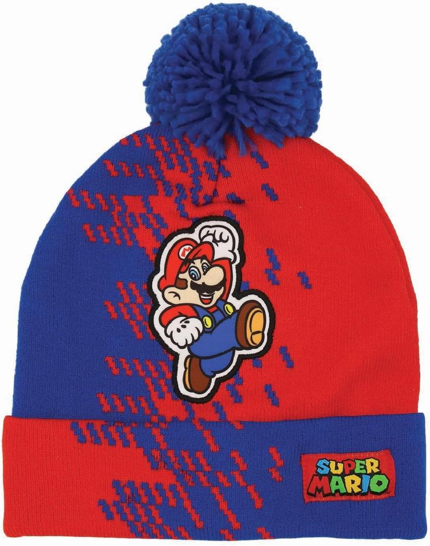 Super Mario and MLP Kids Winter Hats, Cute Warm Pom Pom Beanie, Boys Winter Hat Ages 4-14, Girls Cold Weather Hats