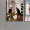 WSTUKVV 3Pcs Black Girl Bathroom Wall Art Boho Black Woman Posters Pictures African American Canvas Prints Fashion Abstract Paintings for Bathroom Home Bedroom Living Room Wall Decor Unframe