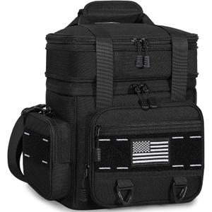 Expandable Tactical Lunch Box, Large Insulated Lunch Cooler Bag Heavy Duty Leakproof Lunch Pail for Men Adults Work Office Outdoor Picnic Trips, 16L, Black