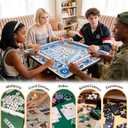 Mediterranean Blue Summer Mahjong Mat 31.5 x 31.5 Inch, Summer Greek Coastal Non-Slip Noise Reduction Mahjong Table Mat for American Mah Jong Poker Card Board Games Dominoes