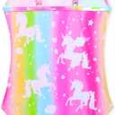 Gnainach Girls One Piece Swimsuits with Adjustable Straps Multicolor Bathing Suits Kids Beach Swimwear for 2-10 Years (6-7 Years, Rainbow)