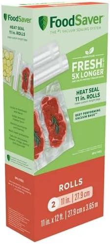 FOODSAVER 11" x 12' Vacuum Seal Rolls with BPA-Free Multilayer Construction for Food Preservation, 2-Pack