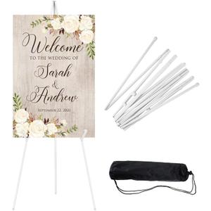Easel Stand for Sign 66 Inches, Lightweight Adjustable Wedding Wecome Sign Stand for Display, Poster Easel for Party, White Metal Poster Stand Easel for Painting with Portable Bag(1 Pcs)