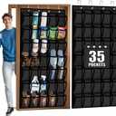 Aheroi 35 Pockets Large Over the Door Organizer, Breathable Mesh Pockets Hanging Shoe Organizer, Black Door Shoe Organizer Mesh Closet Shoe Holder Hanger Holds Up to 40 lbs, Space Saving Shoe Rack