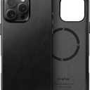 Genuine Leather Case for iPhone 16 Pro 6.3 inch, Compatible with MagSafe, Oil Wax Top-Grain Leather, Metal Buttons and Camera Bezel Midnight Black