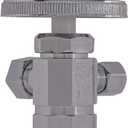 Eastman Multi-Turn Dual Outlet 3-Way Shut-Off Valve, 1/2 Inch FIP x 3/8 Inch OD Compression x 1/4 Inch OD Compression, Chrome Plated, 04320LF
