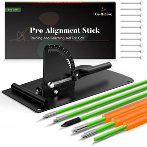 Golf Alignment Sticks Holder, Golf Training Aid with Alignment Sticks & Protective Foam, Swing Trainer Practice Teaching Aid Driving Range for Aiming, Putting, Swing