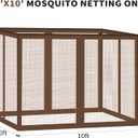 Gazebo Universal Replacement Mosquito Netting, 10' x 10' Outdoor Canopy Net Screen 4-Panel Sidewall Gazebo Curtains, with Zippers, Easy to Install, Fit for Most Gazebos 10x10 CanopyPatio Brown