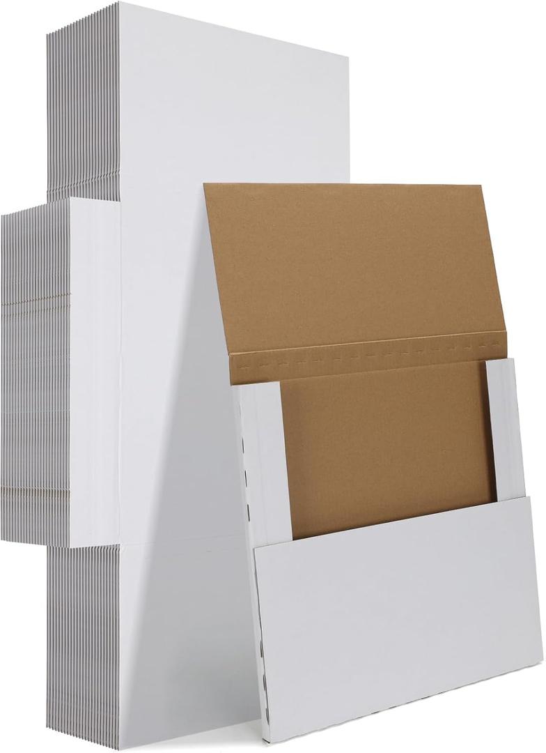 HORLIMER 12.8x12.8x1 Vinyl Record Shipping Boxes Set of 25, White Corrugated Cardboard Mailer Box for Mailing, Packaging, Moving Storage