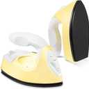 Honoson Mini Craft Iron Mini Heat Press Small Iron 3.93 x 2.36 x 2.76 in Portable Handy Tiny Flatiron with Charging Base Accessory for Fuse Bead Patch DIY Heat Transfer Vinyl(Light Yellow)