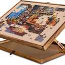 Lavievert 2 in 1 Reversible Jigsaw Puzzle Board, Angle & Height Adjustable Wooden Puzzle Plateau Easel for Adults, Portable Tilting Table with Non-Slip Surface for 1000 & 1500 Piece Puzzles