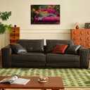 Cheetah Lying On Pink Sofa Canvas Wall Art Eclectic Leopard Wall Decor Pictures Maximalist Animal Portrait Poster Prints for Living Room Home Bedroom Home Decoration 24x36in Ready to Hang