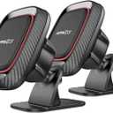 [2 Pack] Magnetic Phone Holder for Car, APPS2Car [Super Strong Magnet] Phone Mount for Car, Dashboard Magnetic Car Phone Holder Mount with Strong VHB Adhesive Mounting, Compatible with iPhone, Samsung (Black-Double)