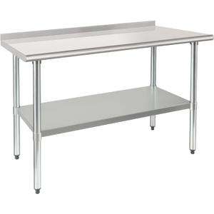 HARDURA Stainless Steel Table Prep & Work Table 24 x 48 Inches NSF Heavy Duty Commercial with Undershelf and Backsplash for Restaurant Kitchen Home and Hotel