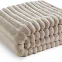 Bedsure Bedroom Decor Home Linen Throw Blanket Gifts for Women Men, Soft Fluffy Fleece Cozy Fuzzy Plush Warm Minky Couch Bed Blanket, Living Room Spring Decor Beige Gifts for Him Her, Size 68x88 in