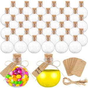 36 Pcs Spherical Plastic Potion Bottles - 3.4 Oz Sand Art Ball Bottle Set with Corks and Tags for DIY Crafts, Wedding Party Favor & Decorative Gifts