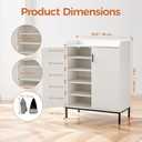 Modern Shoe Cabinet with Metal Legs, Farmhouse Large 5-Tier Shoe Storage Cabinet with Doors, Wooden Shoe Organizer for Entryway, Hallway, Closet, Bedroom, Living Room, White