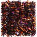 WILLBOND 39.4FT/12M Halloween Tinsel Garland Chunky Glittering Tinsel Mixed Color Metallic Shiny Hanging Oranment for Halloween Party Indoor Outdoor Decoration(Black, Orange and Purple Mixed)