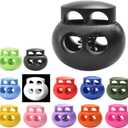 30pcs Assorted Colors Plastic Spring Cord Lock for Drawstring Replacement, Elastic Shoeslace Locks Toggles Stopper Gloves Sweatpant String Paracord Lock Shoe Lace Tie Locks Double Hole Fastener Slider