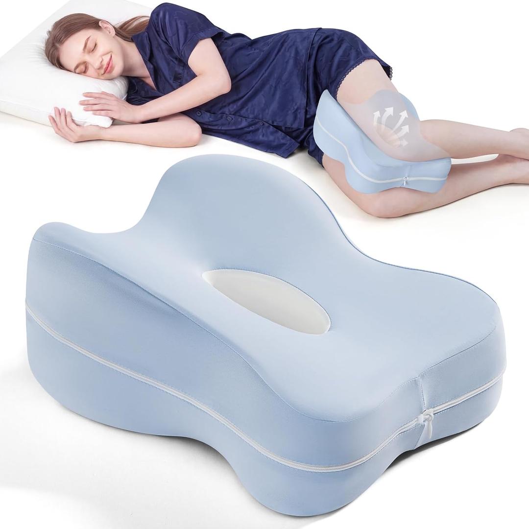 Knee Pillow for Side Sleepers - 13" Lengthened Leg Pillow for Side Sleeping, Memory Foam with Airflow Hole, No Sagging/Stiffening, Helps Relieve Back, Hip, Knee Pain