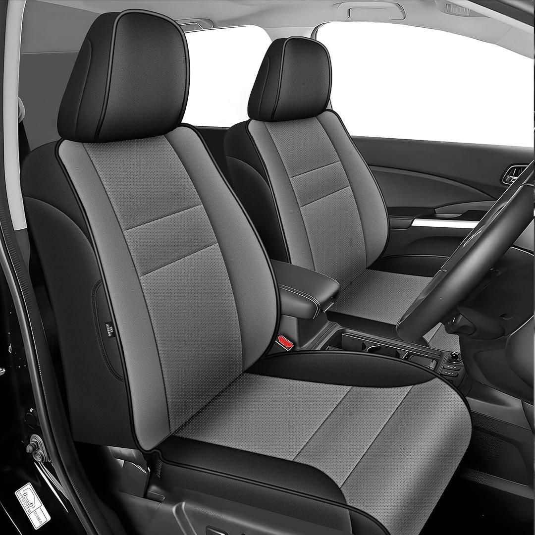 AOMSAZTO Custom Fit Seat Covers for CRV 2015 2016 Full Set Faux Leather Car Seat Covers CR-V Car Seat Protector Black+Gray