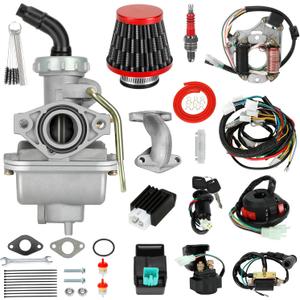 PZ20 Carburetor Kit and Complete Wiring Harness Compatible with Tao tao Coolster 110cc 125cc Chinese ATV Quad 4 Wheeler 4-Stroke Kazuma Baja Roketa Parts with Ignition Coil Voltage Regulator