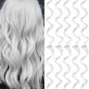 Olldag White Hair Extensions, Curly Wavy Synthetic Hairpieces Clip in Rainbow Neon Party Highlights, Colorful Hair Accessories for Girls Women 17 inch (White)