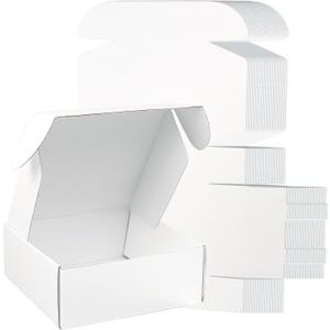 FORBFAN 8x8x3 Shipping Boxes, 30 Pack White Mailer Boxes for Small Business, Medium Corrugated Cardboard Boxes for Mailing & Shipping