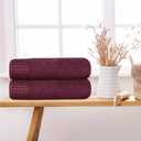 GLAMBURG 100% Cotton 2 Pack Oversized Bath Towel Set 28x55 Inches, Ultra Soft Highly Absorbant Compact Quickdry & Lightweight Large Bath Towels, Ideal for Gym Travel Camp Pool - Burgundy
