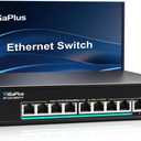 10-Port 10Gb Unmanaged PoE Ethernet Switch with 8*2.5G Base-T PoE Ports, 2*10G RJ45 Ports. 80Gbps Switching Capacity, GiGaPlus 10Gbps Network Switch for 2.5G/10Gbps NAS/PC, WiFi6 Router, Wireless AP