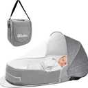 Baby Travel Bassinet Portable Bassinets: Foldable Lightweight Travel Pod Infant Bassinet with Mosquito and Canopy Outdoor Newborn Essentials Gift
