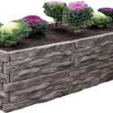 Raised Garden Bed Outdoor Tan/Brown Ledgestones Composite Polyurethane Natural Look Stone Garden Planter Box (4-Pack)