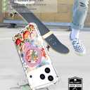 for iPhone 17 Pro Case Magnetic Clear Design,Compatible with MagSafe,Kickstand Vertical/Horizontal,Shockproof Airbag Bumpers Phone Cover - Red Rose Peony Floral