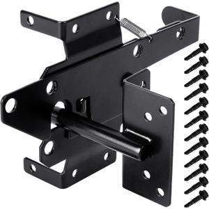 Self Locking Gate Latch PVC Fence Gate Lock Suitable Apply Wooden/Vinyl/Secure Pool/Yard/Garden,Black (Carbon Steel)