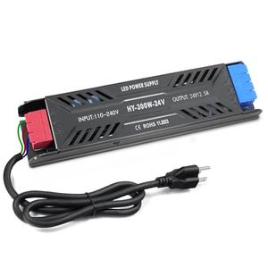 SUCIKORIO 24V 300W LED Transformer with Plug, Ultra Slim LED Driver 110V AC to 24V DC 12.5A 300 Watt Quiet Low Volt Converter LEDs Power Supply Constant Voltage for LEDs Strip Light, Indoor Missing Cord