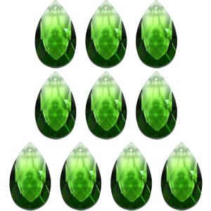 PATIKIL K9 Crystal Pendants Teardrop Beads, 10 Pack 38mm Chandelier Prisms Parts Hanging Beads DIY Lamp for Arts Crafts Decoration, Green