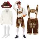 Spooktacular Creations Halloween Men Oktoberfest Costume Set, Lederhosen Men with German Bavarian Hat, Beer Costume, Adults Halloween Brown Outfit for Beer Festival Party (L)