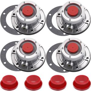 Hub Cap 3434024 Aluminum Hubcaps for Trailer Axle with Extra 4 Rubber Plugs and Gaskets Replaces Stemco 343-4024(Pack of 4)