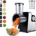 Upgraded 300W Electric Cheese Grater for Block Cheese,Cheese Shredder Electric with 7 Stainless Steel Blades for Slicing, Shredding, Grinding Vegetables, Fruits & Nuts, One-Touch Control