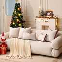 a moment Christmas Red Loop Yarn Linen-Like Pillow Cover Natural Soft Decorative Throw Pillow Case Farmhouse 12x20 Inch, Bohemian Textured Cushion Cover for Sofa Bed, Wrinkle-Resistant Home Decor