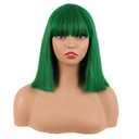 MapofBeauty 12 Inch Straight Bob Flat Bangs Short Party Wig, Grass Green | 30 cm Cosplay Wig, Synthetic Hair