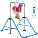 Kids Gymnastics Bar Gymnastic Equipment for Home Adjustable Height Gymnastic Training Bar Gymnastic Stuff for 3-7 Years Old Girls (Upgraded - Light Blue)