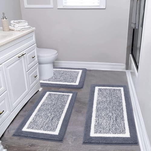 Amazon.com: Pauwer Bathroom Rugs Sets 3 Piece Bathroom Shower Rugs with U-Shaped Contour Toilet Mat Absorbent Microfiber Plush Bath Mats Non Slip Bath Rugs Machine Washable Shaggy Bath Floor Mats : Home & Kitchen