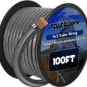 Tellegloww 14/2 Trailer Wiring 100 ft Gray Jacketed Wire 14 Gauge 2Cable Brake Duplex Trailer Wire for Towing General Rewiring