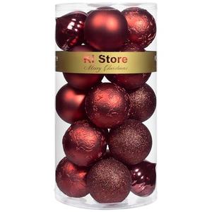 KI Store Burgundy Christmas Balls 18pcs 3.15-Inch Christmas Tree Decoration Ornaments for Xmas Tree Holiday Wreath Garland Decor Ornaments Hooks Included