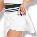 IBL LiveShine Golf Skorts for Women, Pleated Tennis Skirts Inner Shorts with Pocket Ringer Waist Casual Activewear (White, S)