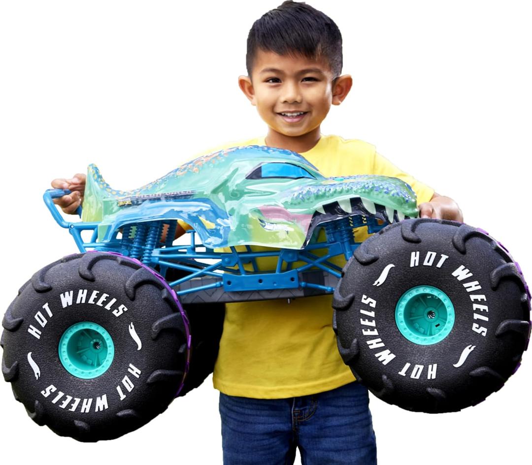 Hot Wheels RC Monster Trucks Mega-Wrex in 1:6th Scale, Extra Large Remote-Control Toy Truck, More Than 2ft Long, Over 2 Feet Long