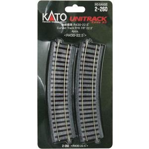Kato USA Inc. HO 430mm 16-7/8 Radius Curve 22.5-Degree 4 KAT2260 HO Track